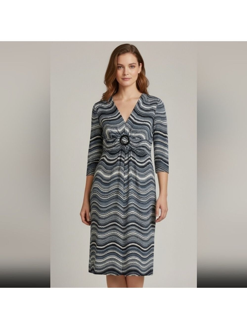 Glamour Monochrome Zigzag Long Sleeve Dress